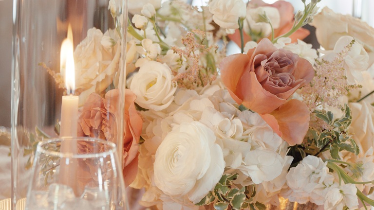 Romantic bridal bouquet designed by Duet Floral in Indiana