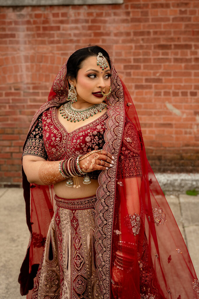 Maya Outside In Noblesville Indiana For Her Wedding and Sangeet Celebration