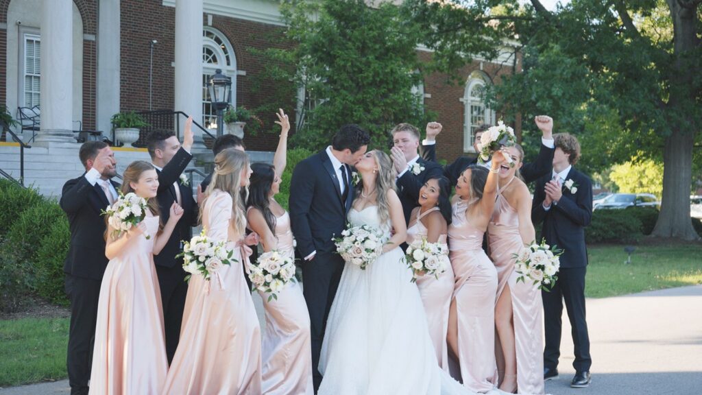 Bridal party celebrating outside The Olmsted Louisville Venue