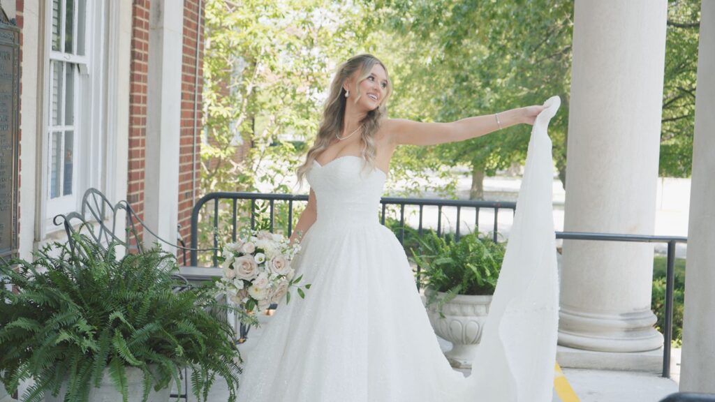 Bride enjoying her wedding dress at The Olmsted.