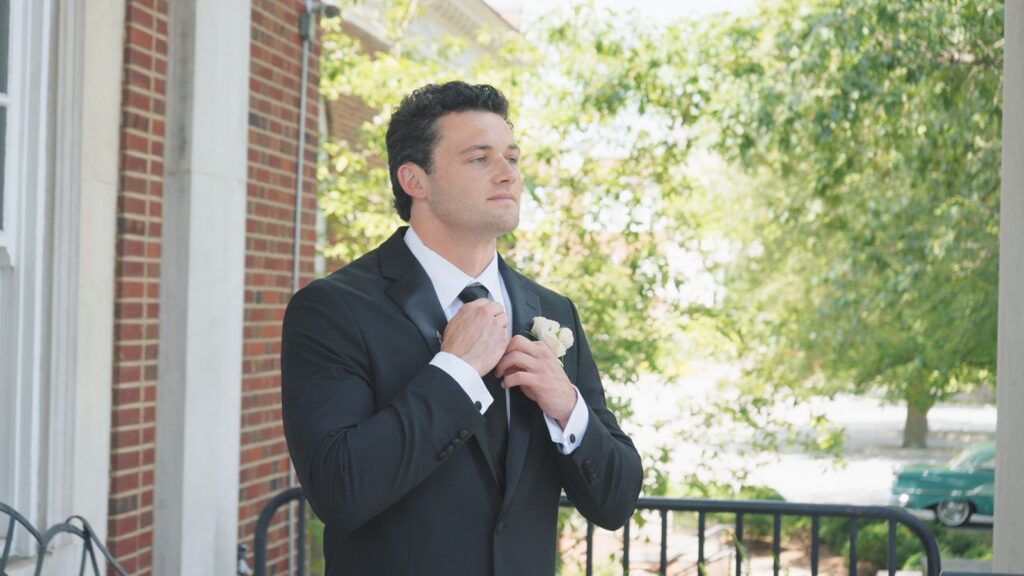 Zach getting ready to see Star for the first time walking down the aisle.