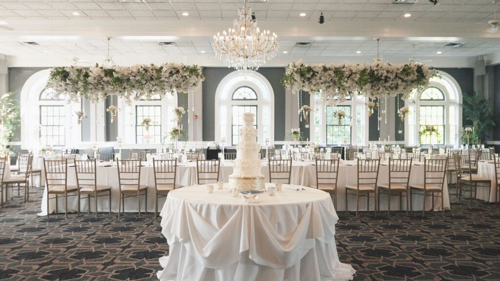 All About Sweets wedding cake at the Olmsted Wedding Reception Hall.