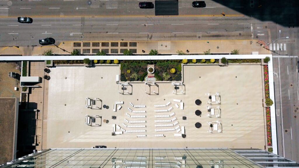 Drone shot above ceremony space JPS Events.