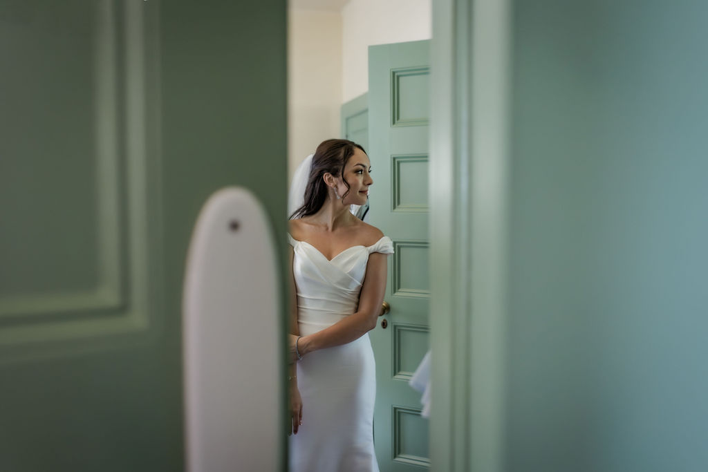 Wedding video of bride getting ready in bridal room at Newfields.